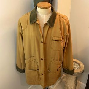 Vintage LL Bean Canvas Field Jacket Large Wool Lined Button Barn Coat